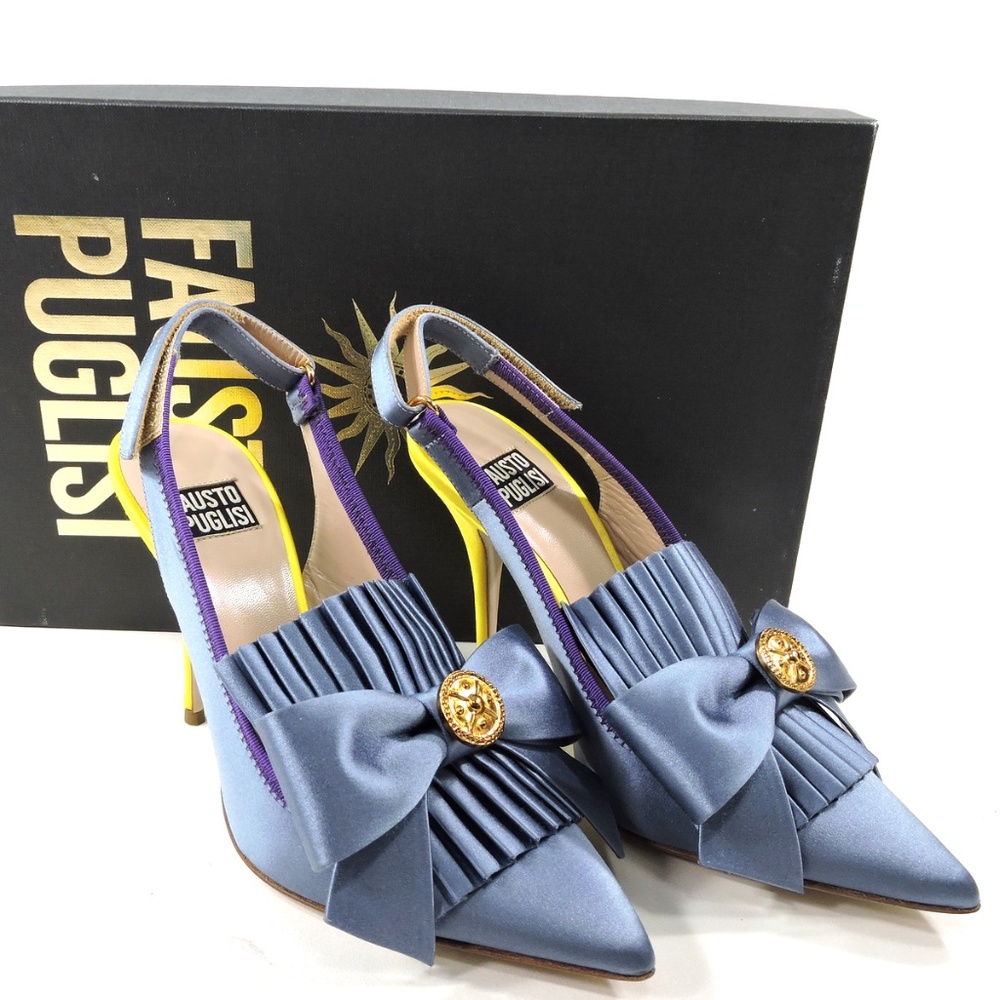 FAUSTO PUGLISI 🇮🇹 WOMEN'S BLUE SATIN FASHION PUMPS